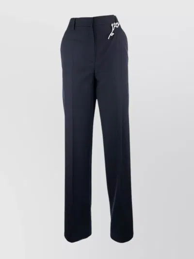 Prada Trousers Featuring Embellished Detail And High-waist In Blue
