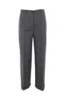 Prada Pleated Turn-up Hem Trousers In Grey