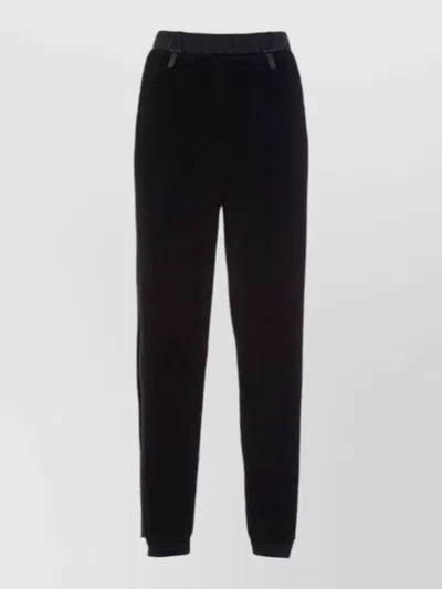 Prada Trousers Ribbed Cuffs And Side Stripes In Black