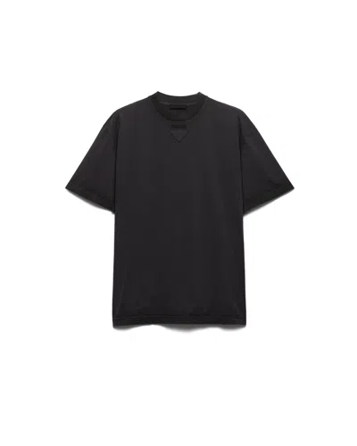 Prada T-shirt Aus Baumwolle In Black