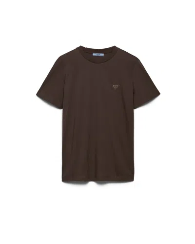 Prada T-shirt Aus Jersey In Ebenholz