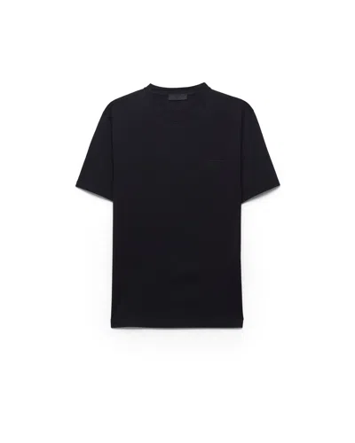 Prada T-shirt Aus Stretch-baumwolle In Black