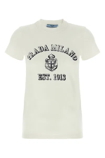 Prada T-shirt 'vintage Logo' In Bianco
