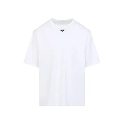 Prada T-shirt With Triangular Plaque In White