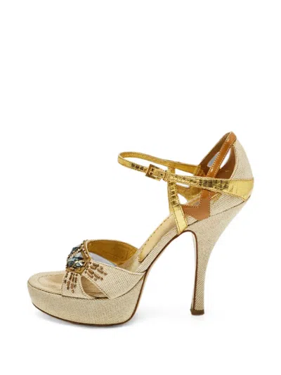 Pre-owned Prada T-strap Sandals In Neutral