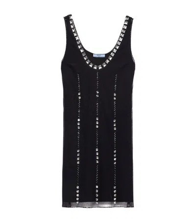 Prada Tulle Embellished Mini Dress