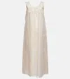 Prada Tulle Midi Dress In Alabastro+calce