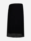 Prada Black Georgette Midi Skirt In Black