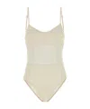 Prada Women's Light Tulle Swimsuit In Peach Color
