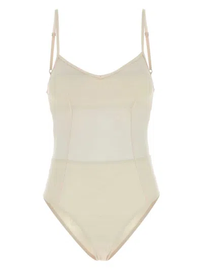 PRADA TULLE V-NECK SWIMSUIT