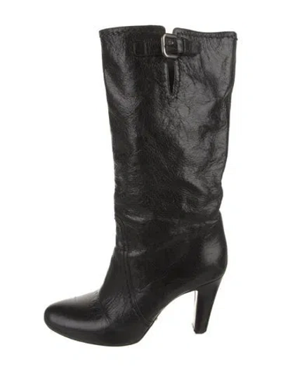Pre-owned Prada Tumbled Leather Boots In Black