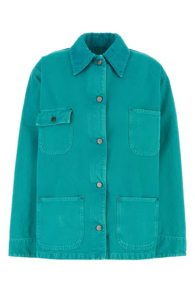 Prada Turquoise Denim Jacket In Turchese