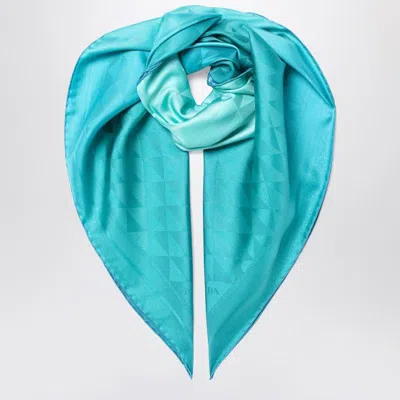 PRADA PRADA  TURQUOISE PRINTED FOULARD IN TWILL