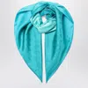 Prada Turquoise Printed Foulard In Twill Women In Blue