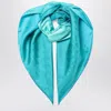 Prada Turquoise Printed Foulard In Twill Women In Blue