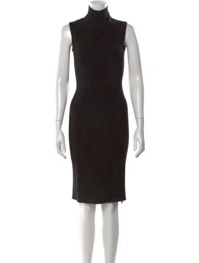 Pre-owned Prada Turtleneck Knee-length Dress In Black