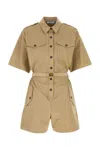 Prada Beige Belted Playsuit In Brown