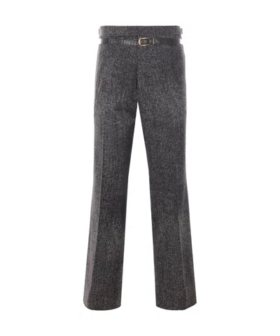 Prada Tweed Casual Pants In Gray