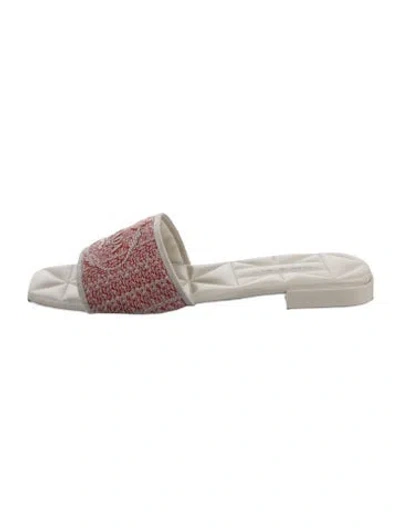 Pre-owned Prada Tweed Pattern Slides In Multi