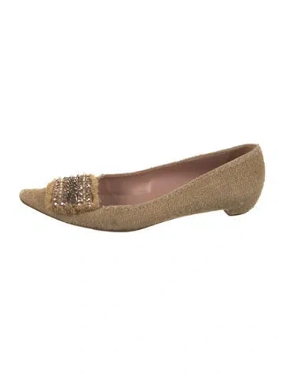 Pre-owned Prada Tweed Printed Flats In Neutral