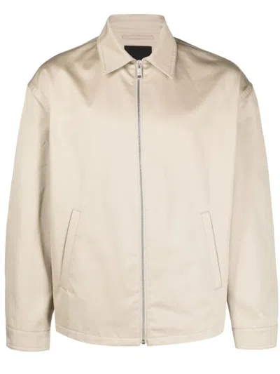 Prada Cotton Twill Zip-up Shirt Jacket In Neutrals