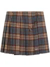 Prada Pleated Plaid Wool Miniskirt