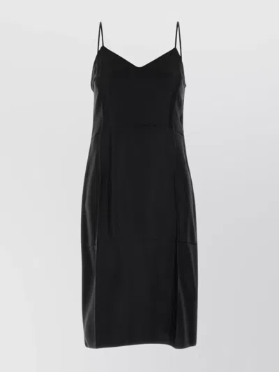 Prada Twill Dress With V-neckline And Backless Design In Black
