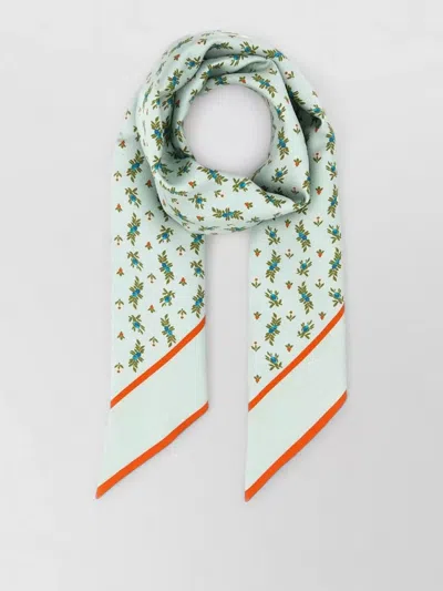 Prada Twill Foulard Floral Pattern Contrasting Edge In Multi