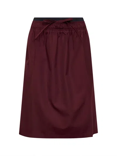 Prada Twill Midi Skirt In Brown