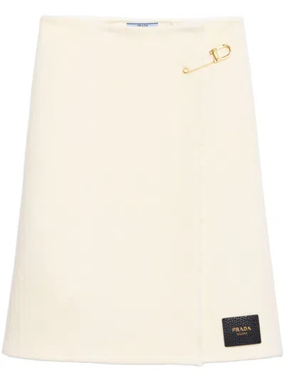 Prada Twill Midi Skirt In Neutral