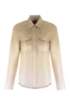 Prada Ombre Silk Shirt In Beige