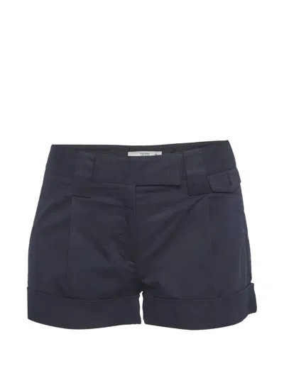Pre-owned Prada Twill Turn-up Mini Shorts In Blue