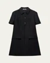 Prada Tricotine Mini Dress In F0002 Nero