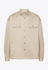 Prada Twill-weave Overshirt In Beige