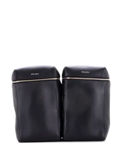 Pre-owned Prada Twin Pocket Leather Backpack In Black