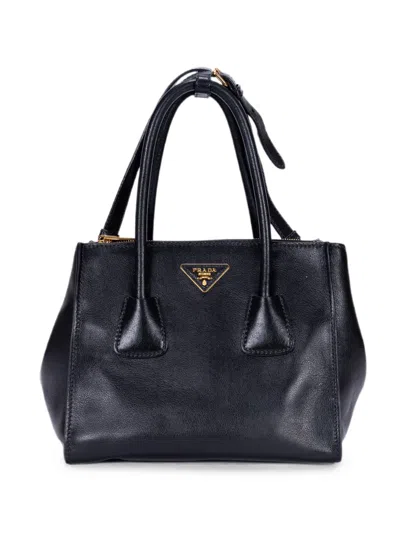 Pre-owned Prada Twin Pocket Leather Tote Bag In Black