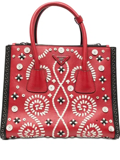 Pre-owned Prada Twin Pocket Tote Bag In Red