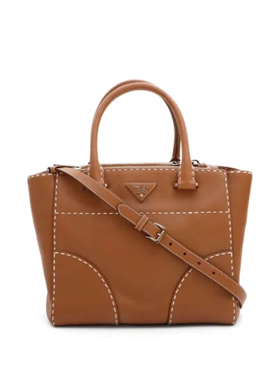 Pre-owned Prada Twin Pocket Two-way Handbag In 褐色