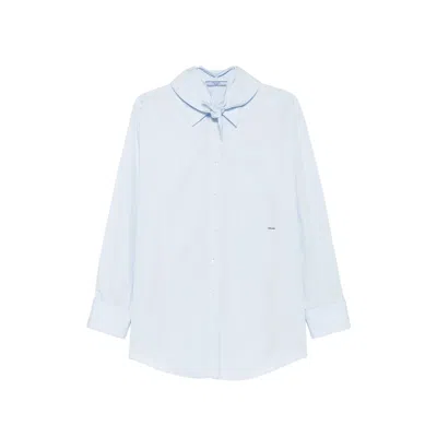 Prada Long Sleeve Top Collar Pocket Detail In Blue
