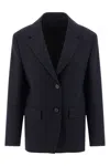 Prada Wool Blazer With Long Sleeves And Flap Pockets In Blue