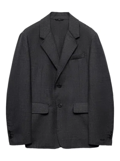Prada Two-button Notch-lapel Blazer In Gray