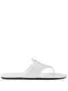 Prada Brushed Leather Thong Sandals In White