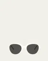 Prada Two-tone Acetate Cat-eye Sunglasses In Bone