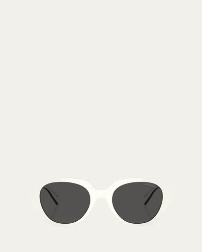 Prada Two-tone Acetate Cat-eye Sunglasses In Bone