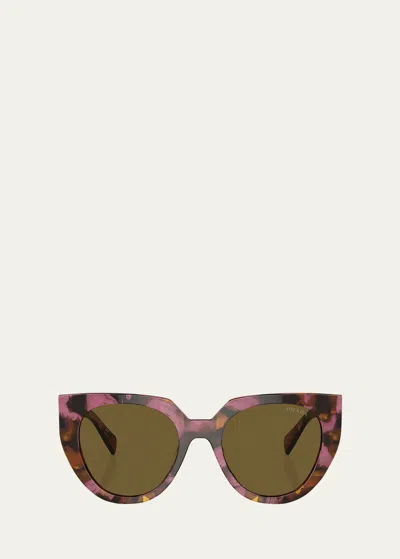 Prada Two-tone Acetate Cat-eye Sunglasses In Dark Brown