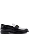 Prada Two-tone Leather Loafers In Black