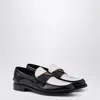 Prada Two-tone Brushed Leather Moccasin In Black