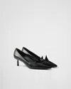 Prada Two-tone Brushed Leather Pumps In Black