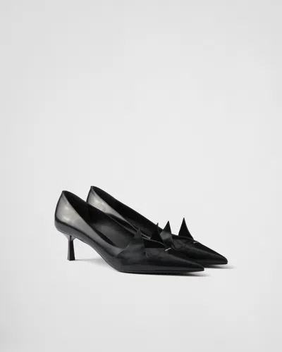PRADA TWO-TONE BRUSHED LEATHER PUMPS