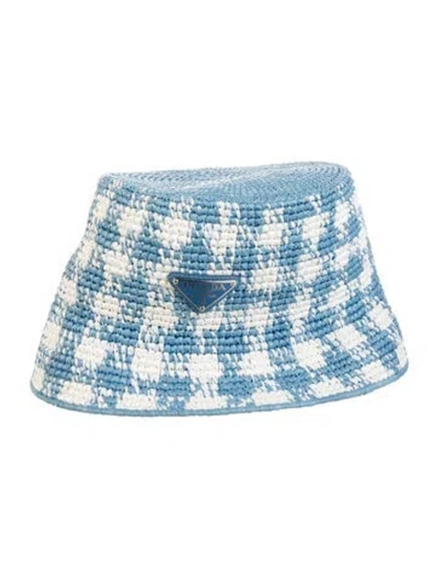 Pre-owned Prada Two Tone Bucket Hat In Blue/white